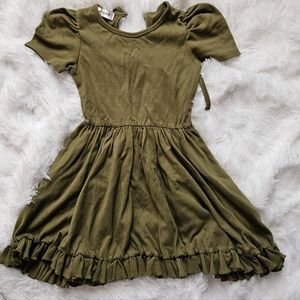 Olive Green Kids Twirl Dress 6